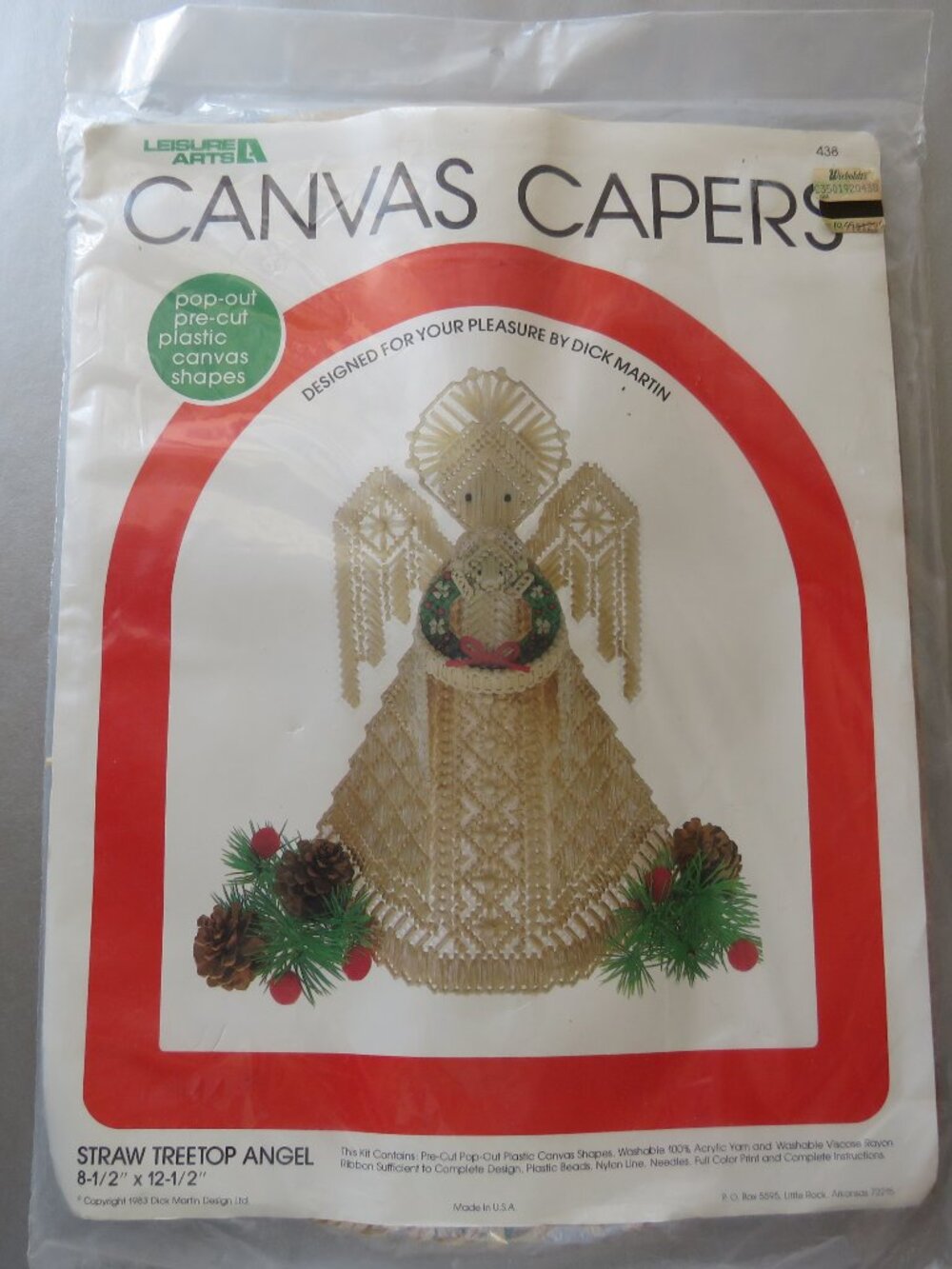 Straw Treetop Angel Leisure Arts Canvas Capers Sealed Vintage Kit #438, 1983